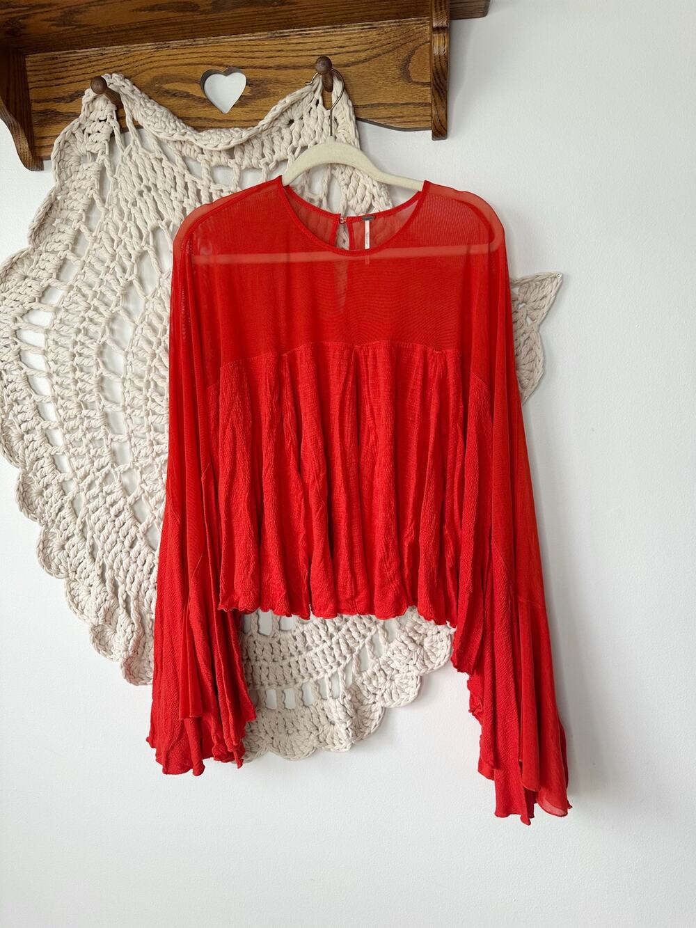 Free People On The Weekend Bell Sleeve Flared Oversized Blouse Size Large